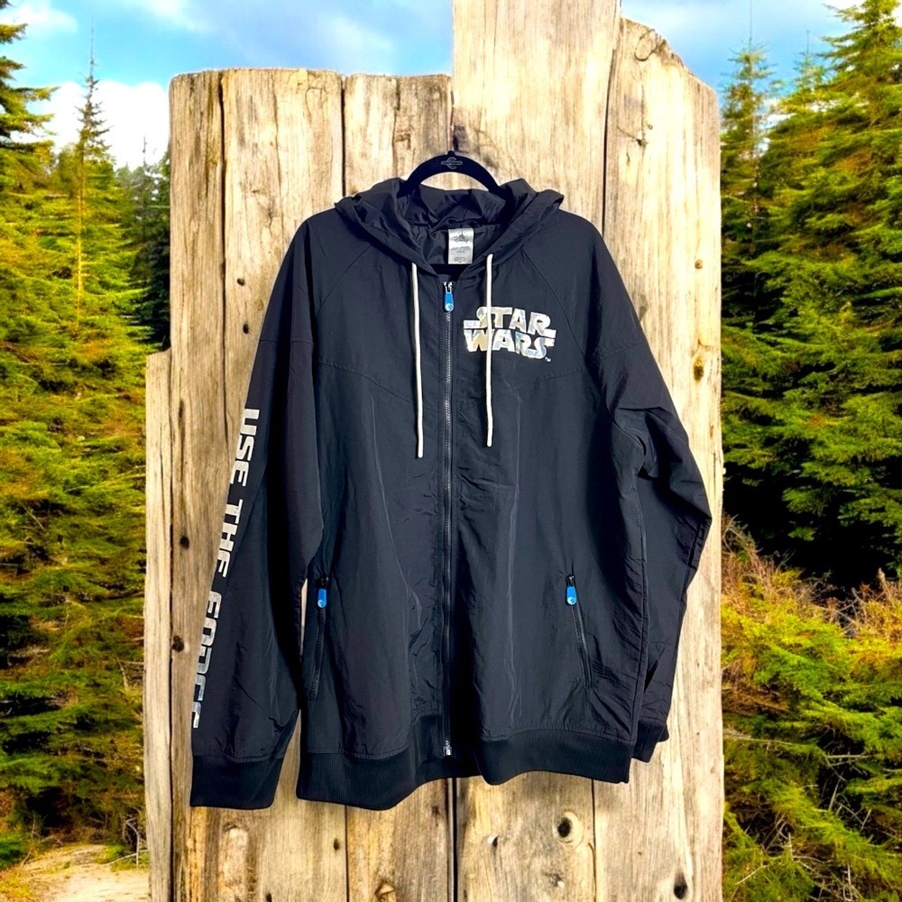 Star Wars Use The Force Black XL Hooded  Windbreaker Full‎ Zip Nylon NEW